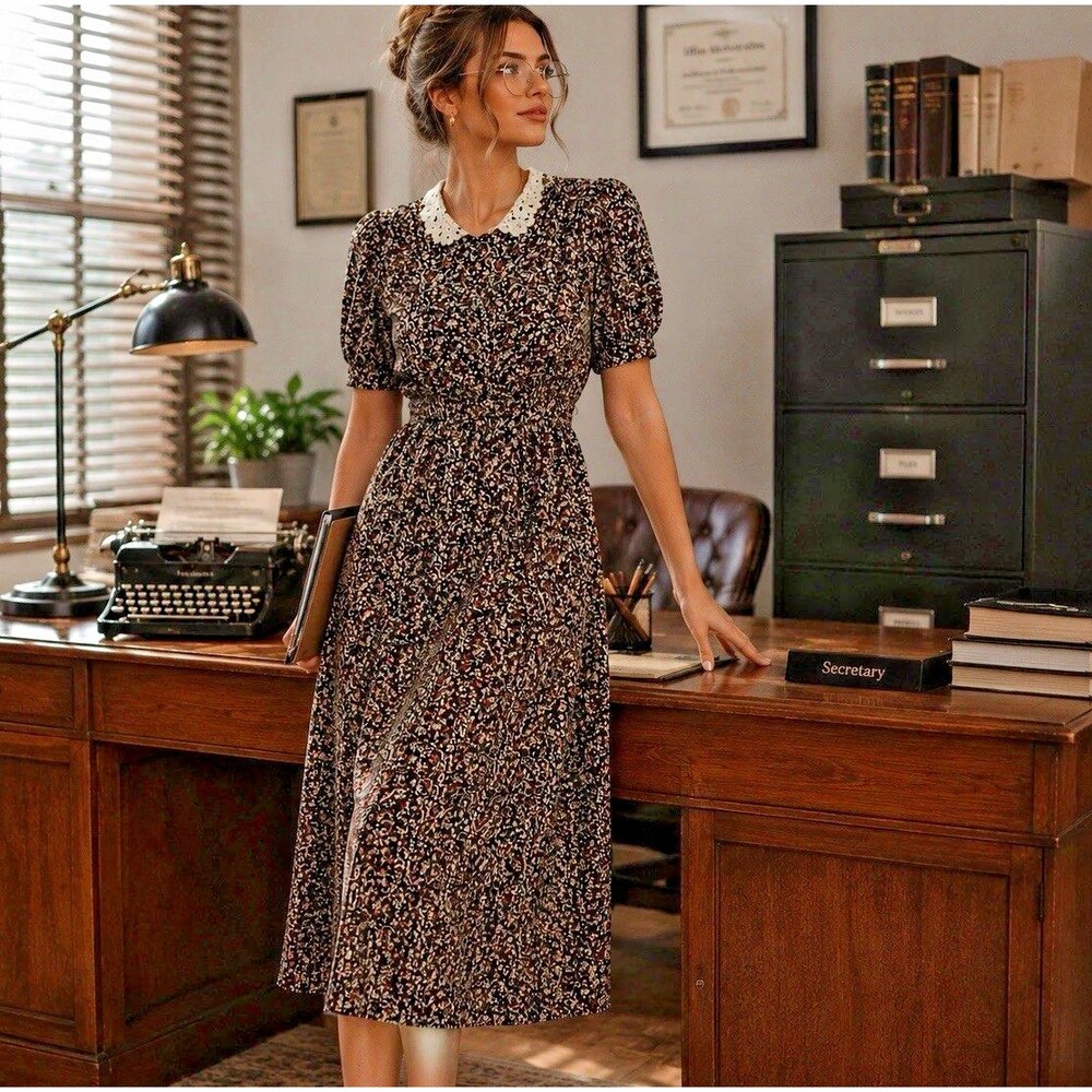 Vintage Breli Originals Women’s Dress 8 Pleated Modest Secretary Prairie Union